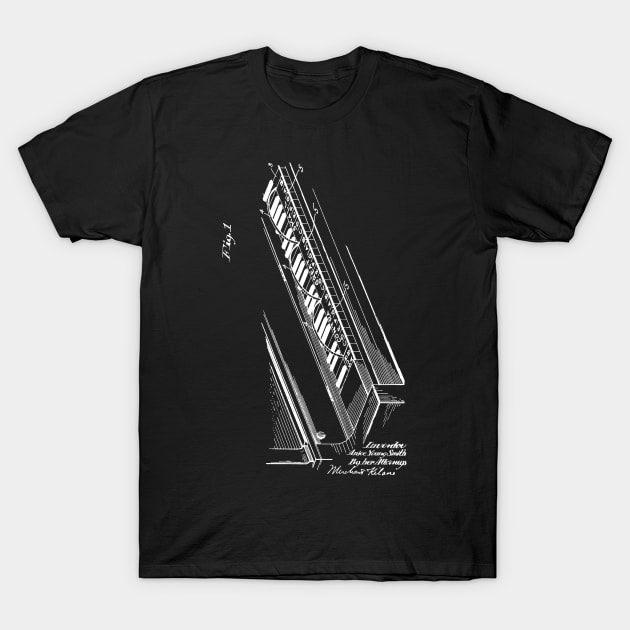 Piano Keyboard Card System Vintage Patent Hand Drawing T-Shirt by TheYoungDesigns